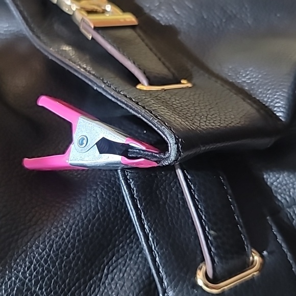 Tignanello Black Leather Bikercore Bohemian Hobo Shoulder Bag Satchel PurseTote - Picture 7 of 16